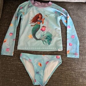 Disney Ariel Kids Rashguard Set - Aqua and Purple